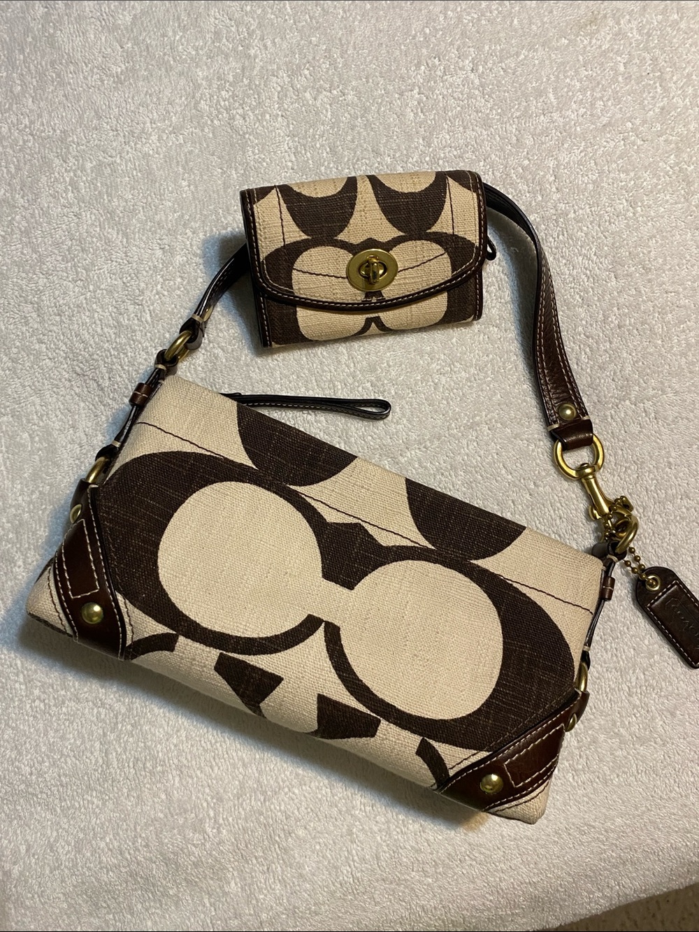 Coach Carly Small Brown and Cream Set